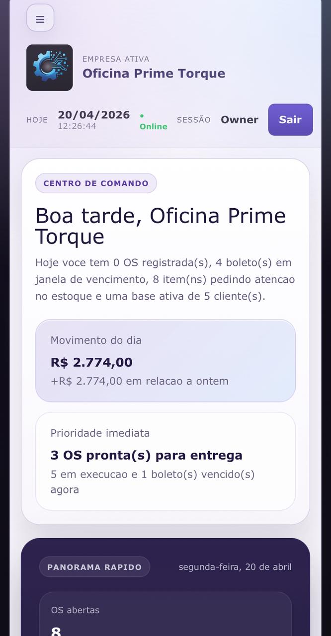 Tela mobile do MecApp com informações operacionais no celular